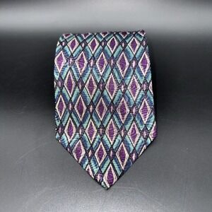 Vtg Gitman Bros Silk Multi Color Geometric USA Made Tie Mens 56" Long 3.75" Wide